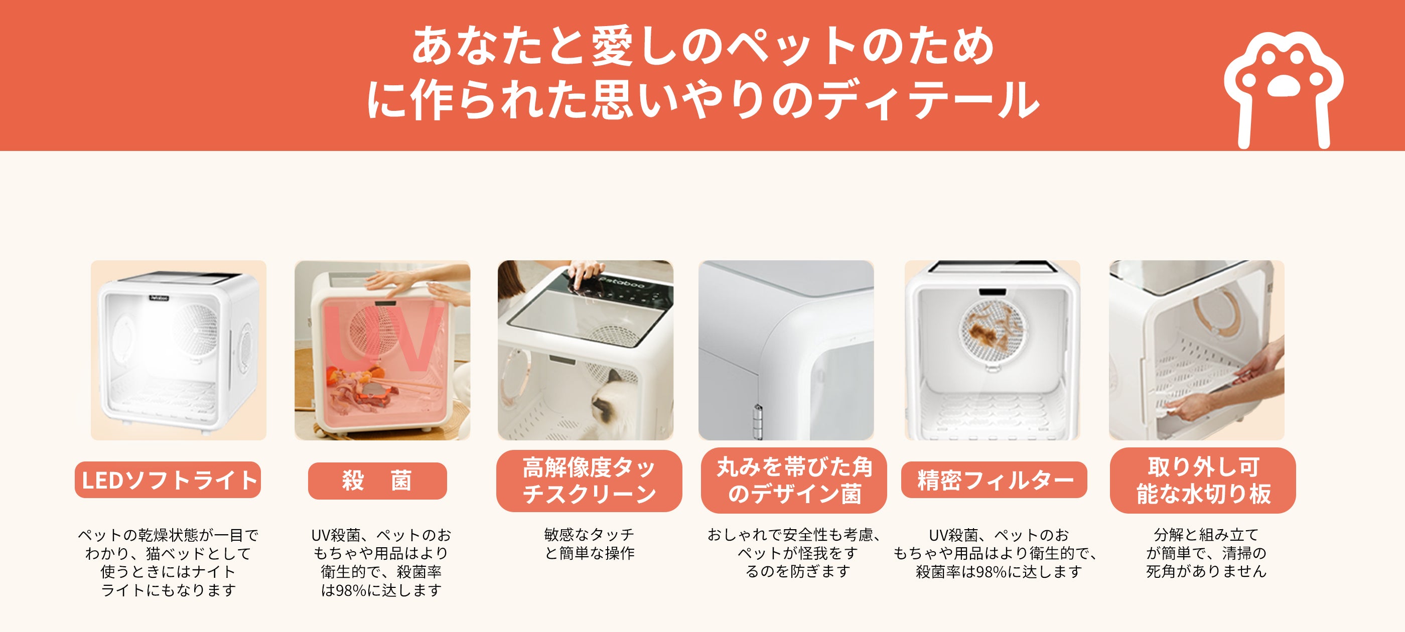 ペット ドライ ルーム，ペット乾燥機 72L大容量 犬猫兼用 | Petaboo